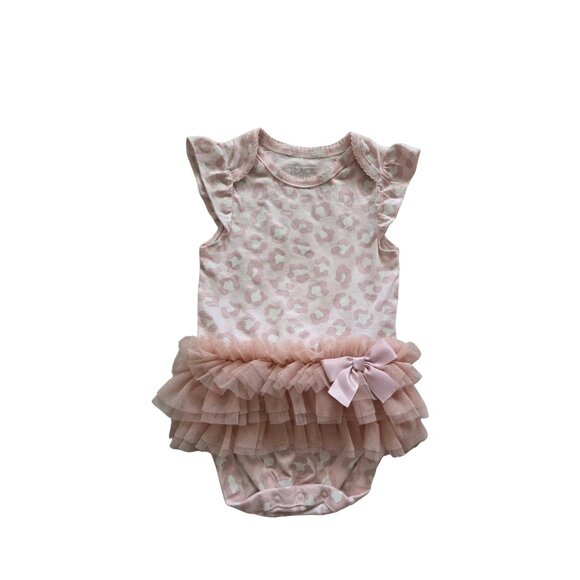 The Chidren's Place Pink Animal Print Baby Girl BodySuit with Tutu 3-6 mths - Picture 1 of 3